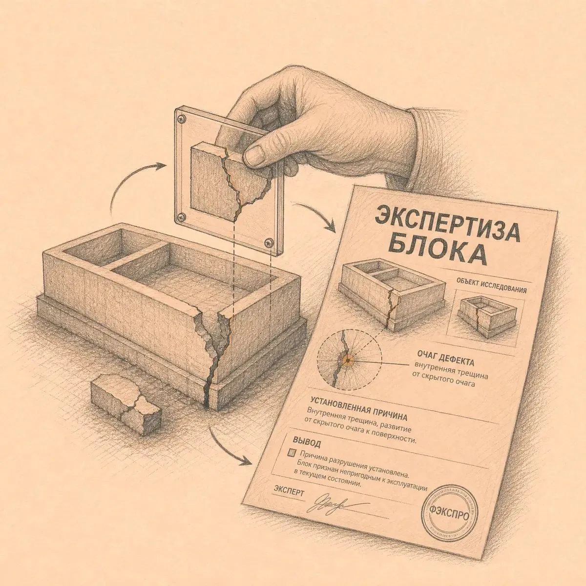 Что можно установить при экспертизе блока?