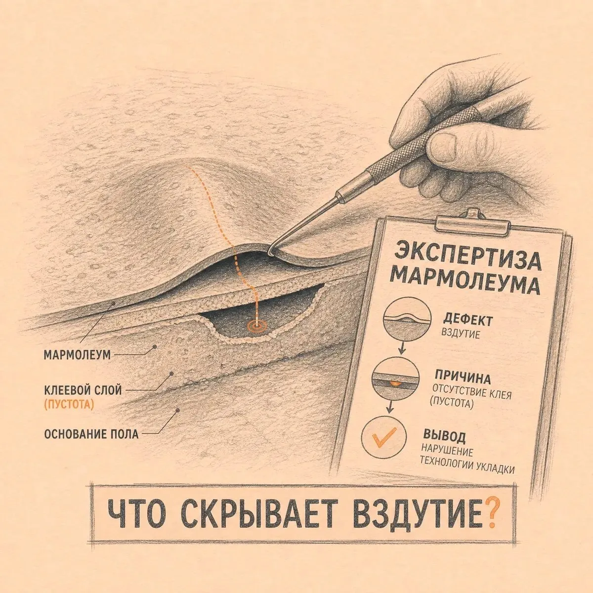 Как установить причину дефектов мармолеума и предъявить требования виновной стороне?